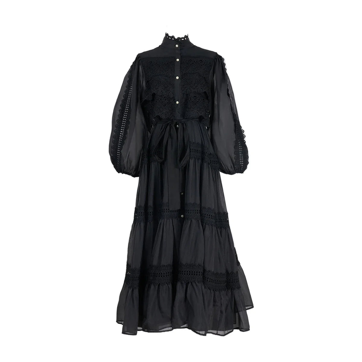 Valentina | Vestido Longo em Renda Artesanal com Aplicação de Pérolas